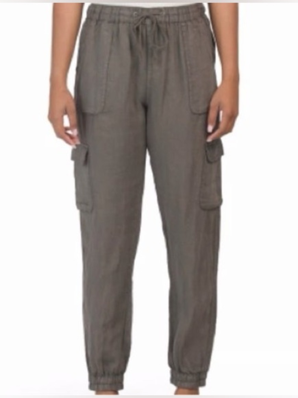 Linen Taupe Cargo Joggers from Nicole Miller